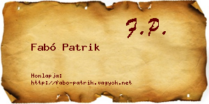 Fabó Patrik névjegykártya
